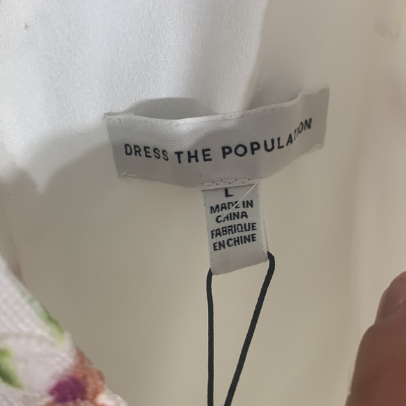 Sunny Embroidered Floral Tie Shoulder maxi Gown DRESS THE POPULATION new w tag - Picture 9 of 10